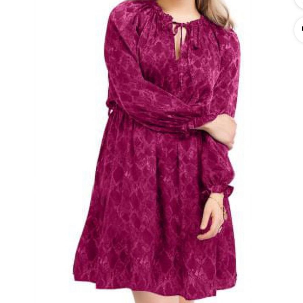 NEW! Black Tape Belted Dress Magenta Plus 1X Snake Print Long Sleeve‎